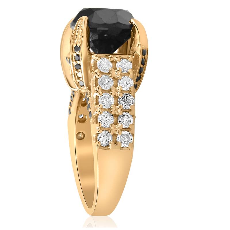 5 5/8ct Black & White Diamond Ring Yellow Gold