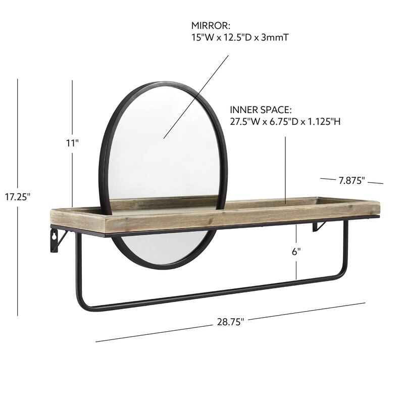 Kaylor Modern Farmhouse Shelf with Mirror