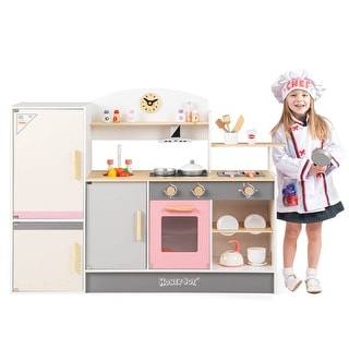 Costway Kids Chef Play Kitchen Set Toddlers Wooden Pretend Toy Playset - See Details