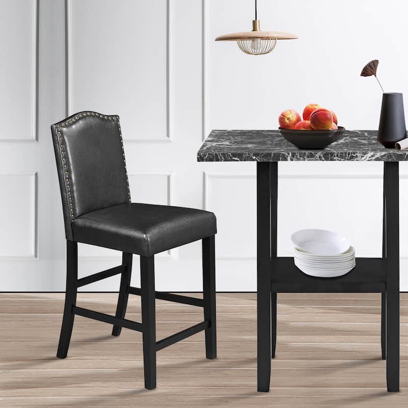 Moda Angela 5-Piece Dining Set with 4 Black Chairs Bottom Shelf