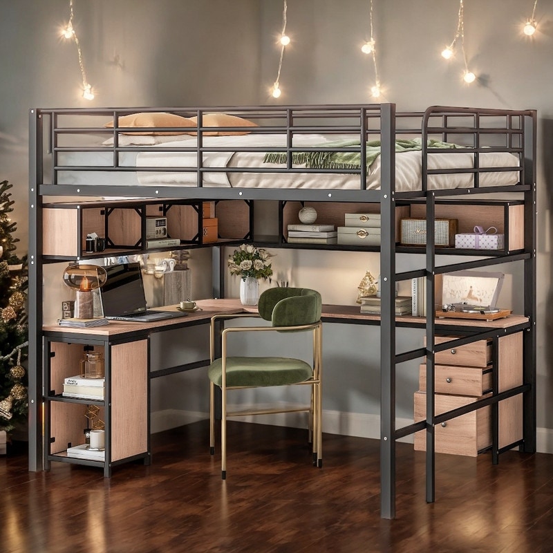 Twin loft bed black on sale
