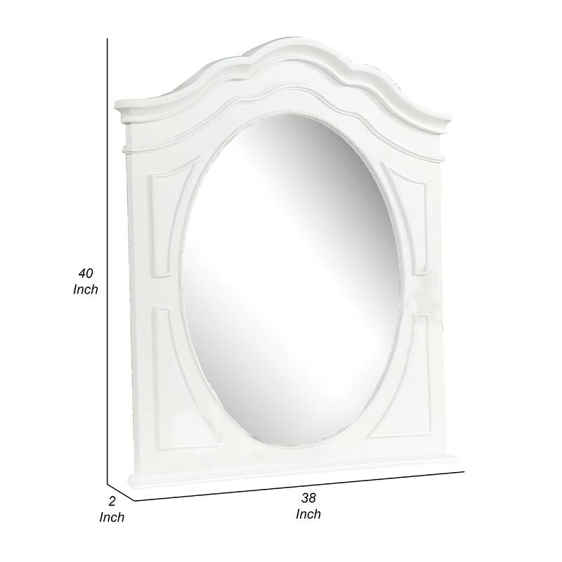 Calpan Dresser Mirror, Modern White Solid Wood Frame, 38x40