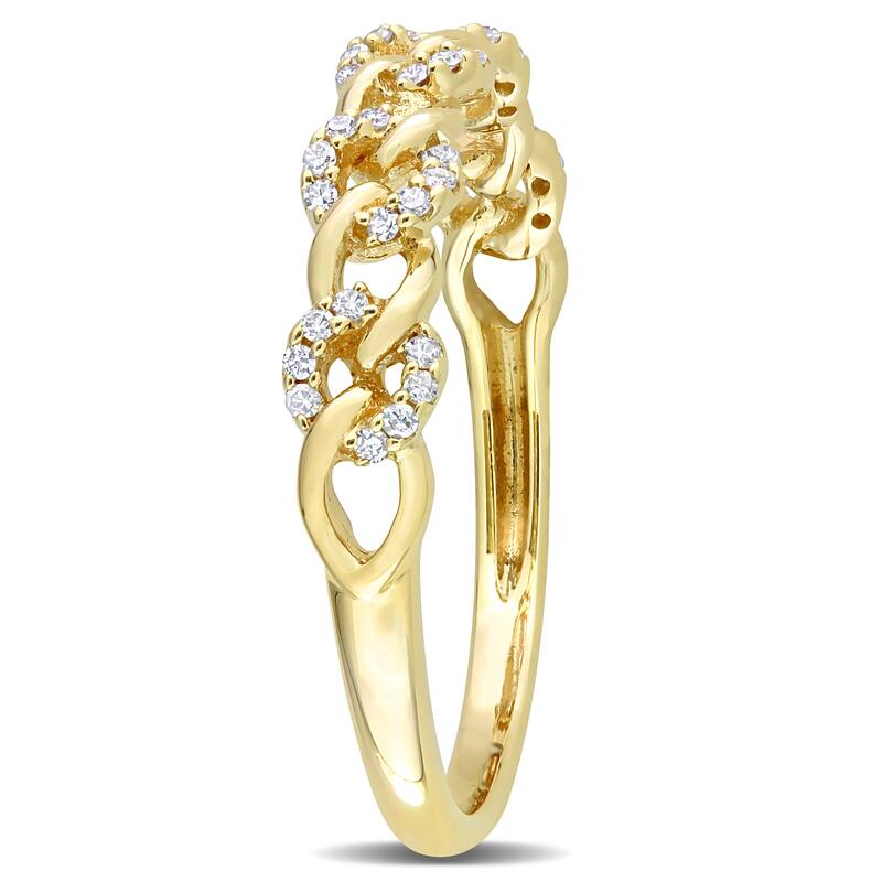 Miadora 1/8ct TDW Diamond Stackable Link Ring in 14k Yellow Gold