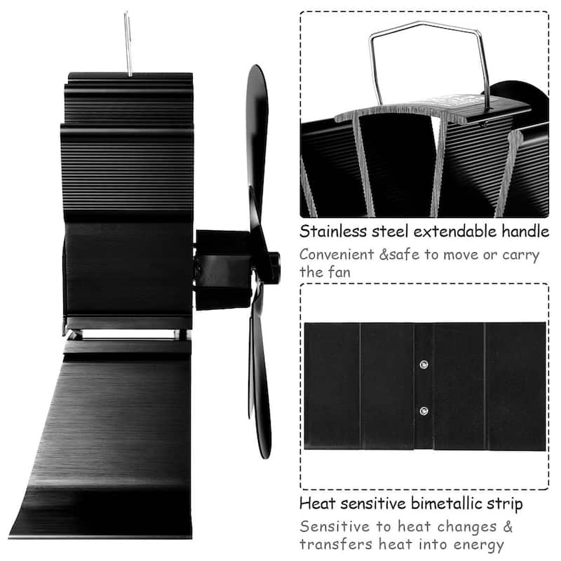 Costway Stove Fan 5 Blades Fuel Saving Heat Powered For Wood Burner - See Details