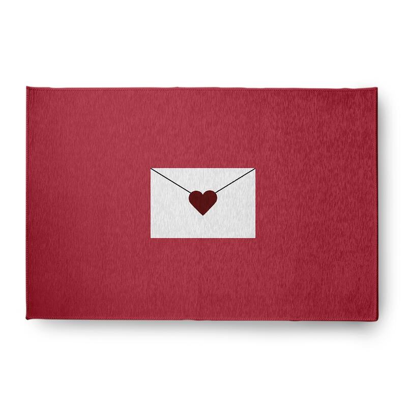 Love Letter Valentines Chenille Indoor/Outdoor Rug - Maroon - 4' x 6'