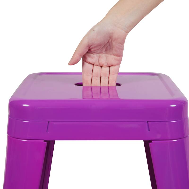 AC Pacific 24 Inch Industrial Stackable Metal Counter Stools Set of 4