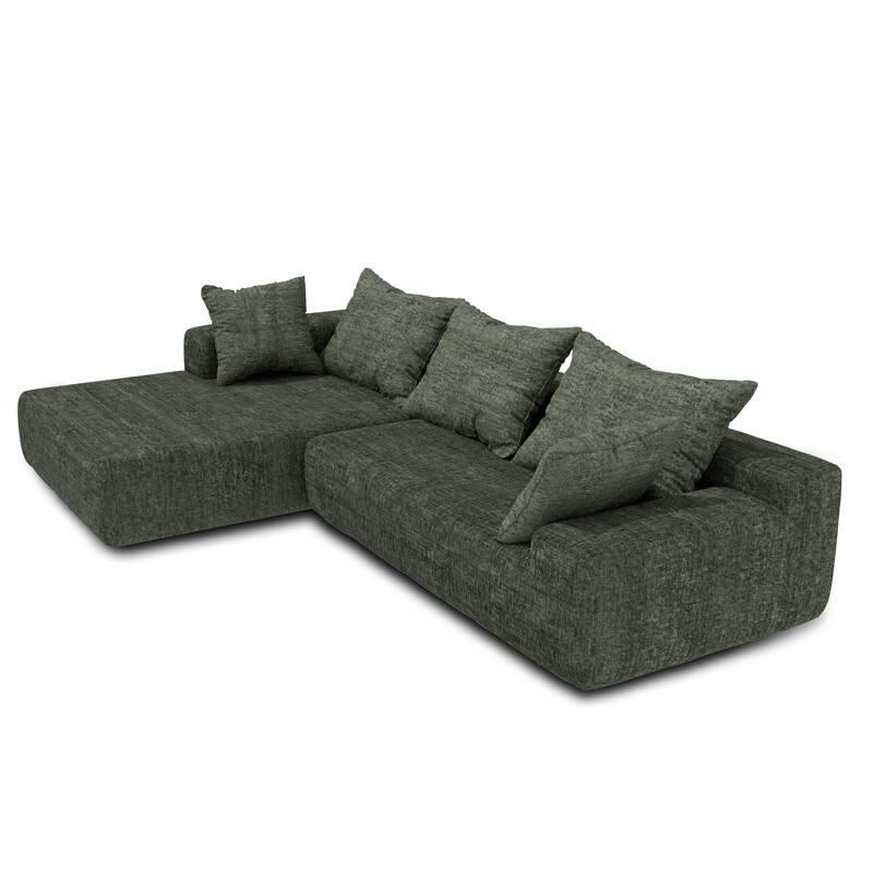 Momei L-Shaped Sofa - High-Density Foam with Spring, Multiple Cushions, Living Room