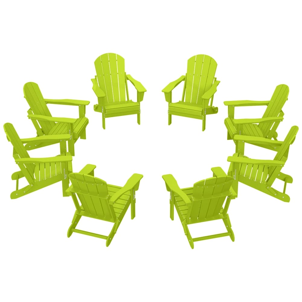 Laguna Hdpe All Weather Outdoor Patio Foldable Adirondack Chairs (Set Of 8)