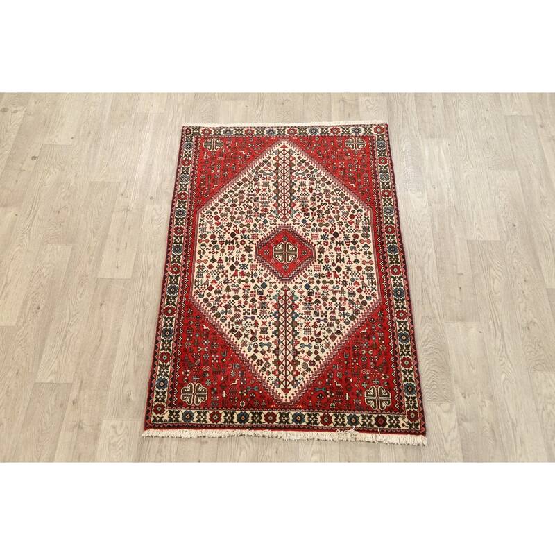 Vegetable Dye Tribal Abadeh Persian Wool Area Rug Handmade Carpet - 3'5" x 5'1"