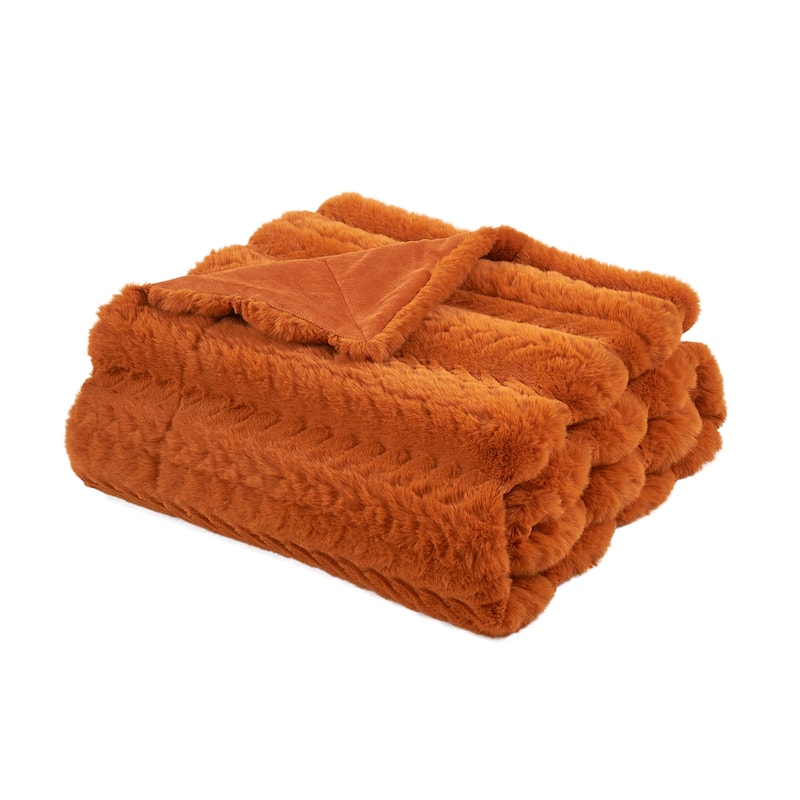 Home Soft Things Tread PatternRabbit FauxFur Throw Thick Cozy Blanket