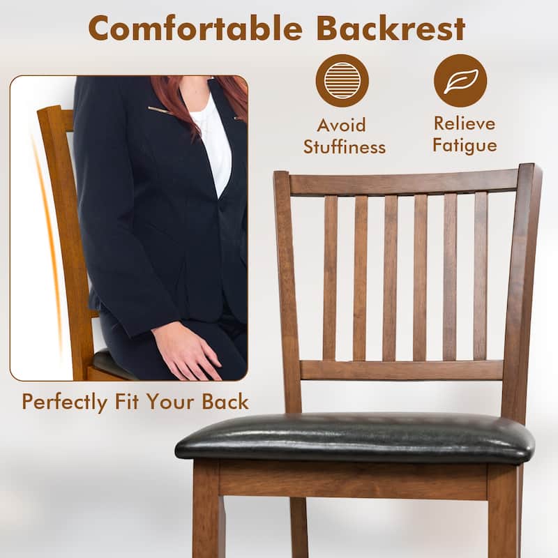 Gymax 4PCS 25.5'' Bar Chair Set w/ Backrest Padded Seat Footrest