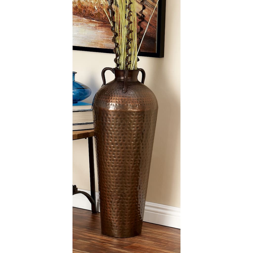 Bronze Hammered Solid Iron Jug Floor Vase
