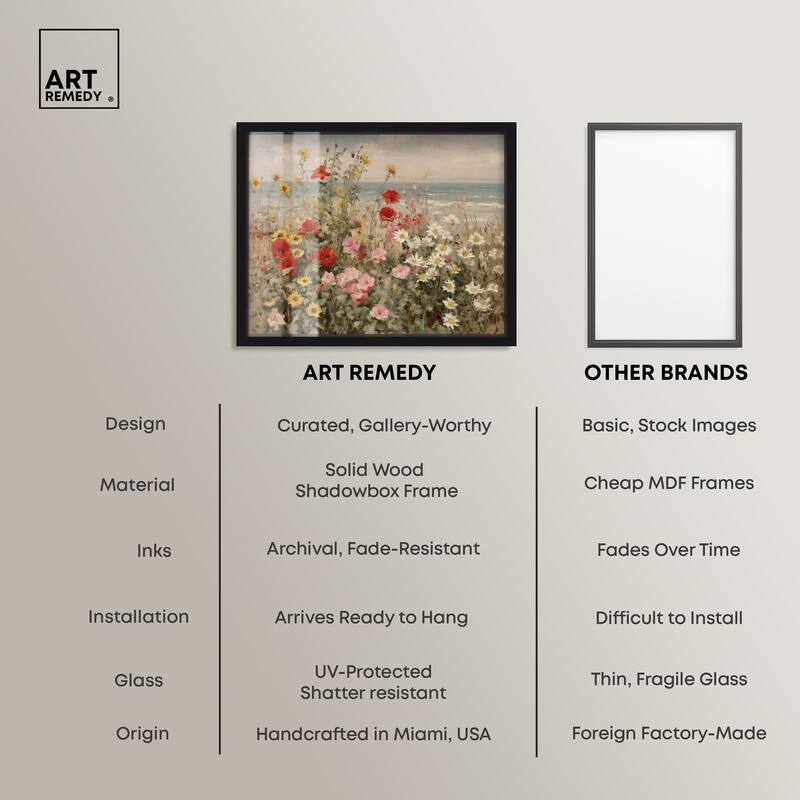 Misty Ocean Field II Shadowbox by Art Remedy