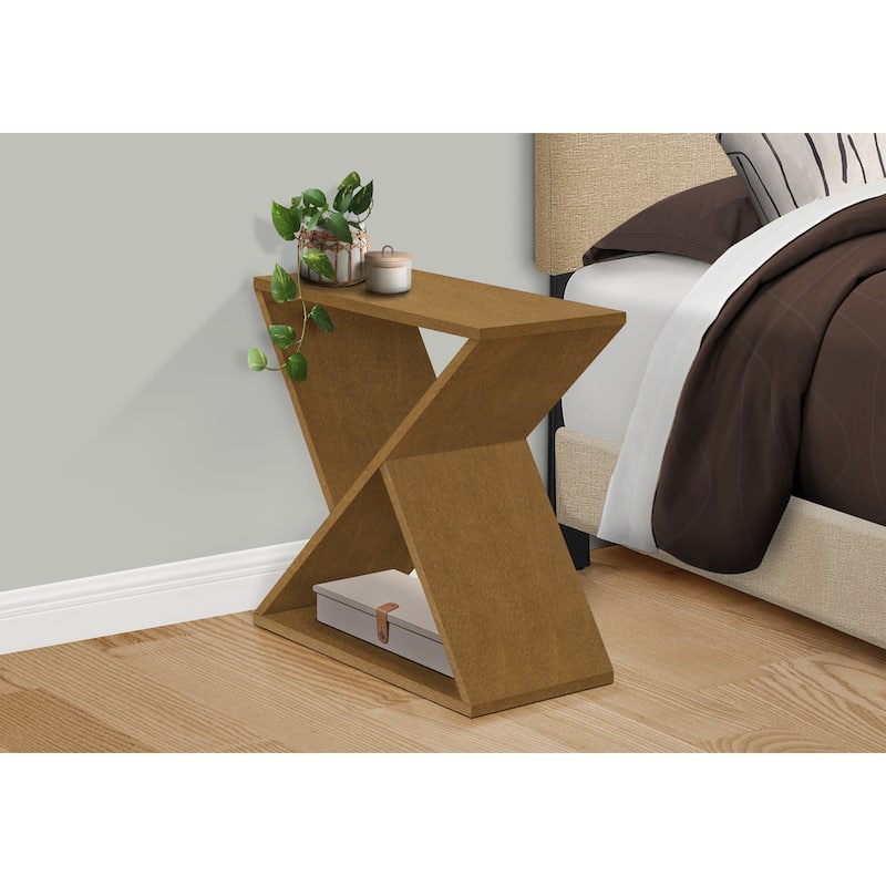 Accent Table, Side, End, Nightstand, Narrow, Small, Bedroom, Living Room, Lamp, Brown Veneer, Contemporary