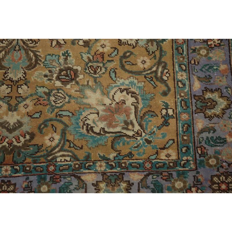 Hand Knotted Oriental 100% Wool Carpet Traditional Floral Brown Tabriz Area Rug - 5' 8'' X 4' 3''