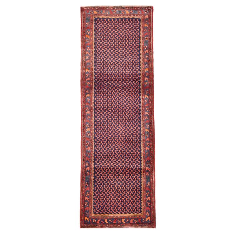 ECARPETGALLERY Hand-knotted Andelz Dark Navy, Red Wool Rug - 3'5 x 10'5