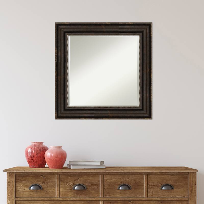 Beveled Bathroom Wall Mirror - Stately Bronze Frame - Stately Bronze