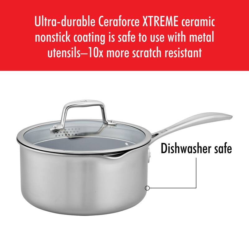 ZWILLING Clad CFX Stainless Steel Ceramic Nonstick Saucepan