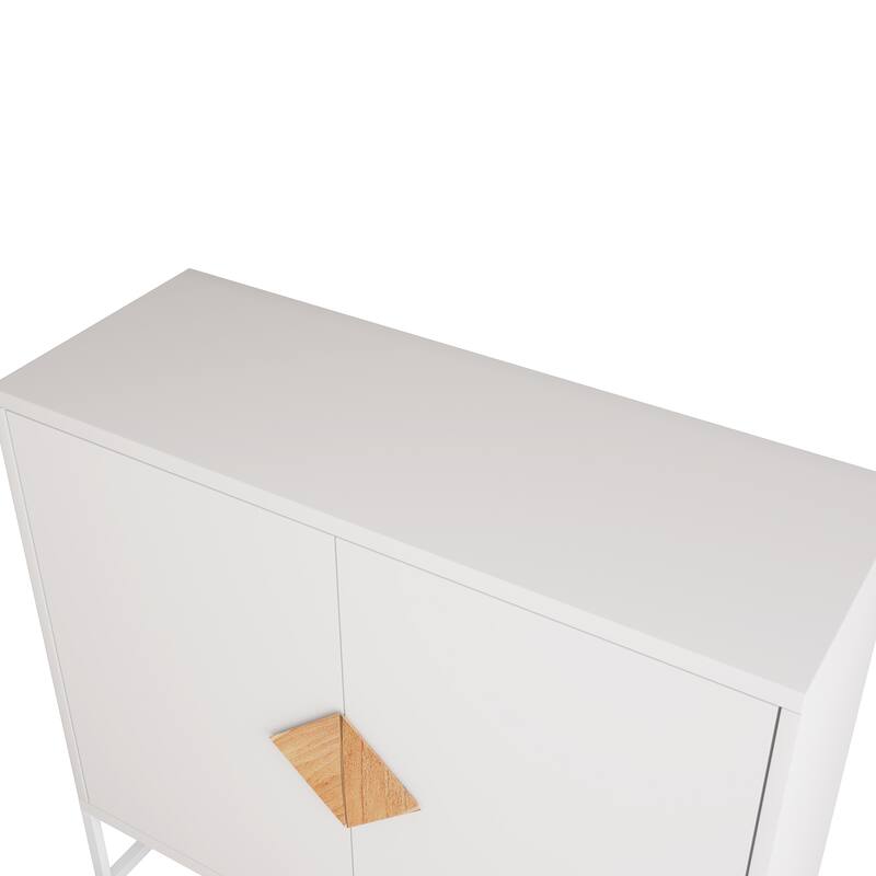MDF square shape handle 2 doors sideboard