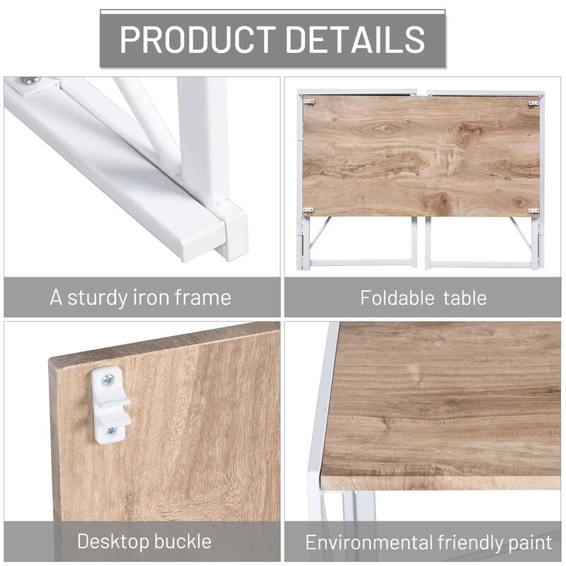 HomyLin 39" Simple Folding Study Writing Desk, No Assembly Required