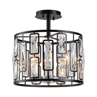 C Cattleya 4-Light Crystal Semi Flush Mount Ceiling Light Fixture - W13.5"xL13.5"xH13.75"