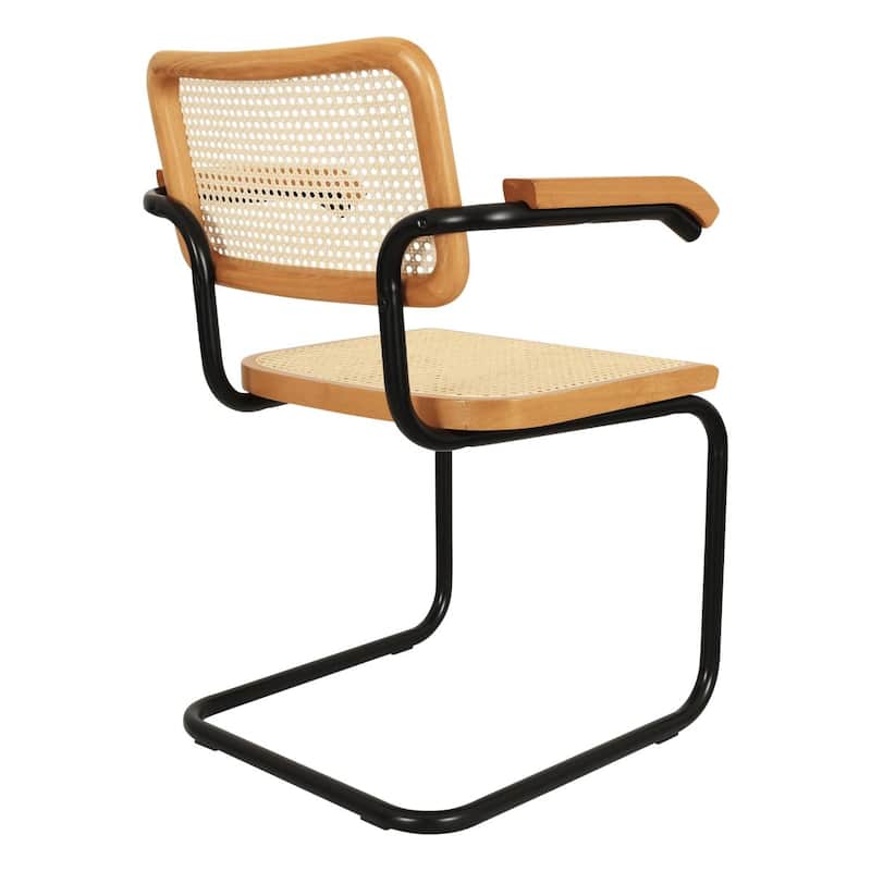 Breuer Chair Company Marcel Breuer Cesca Cane Cantilever Armchair Arm Chair w/ Black Steel Frame (Various Wood & Cane Colors)