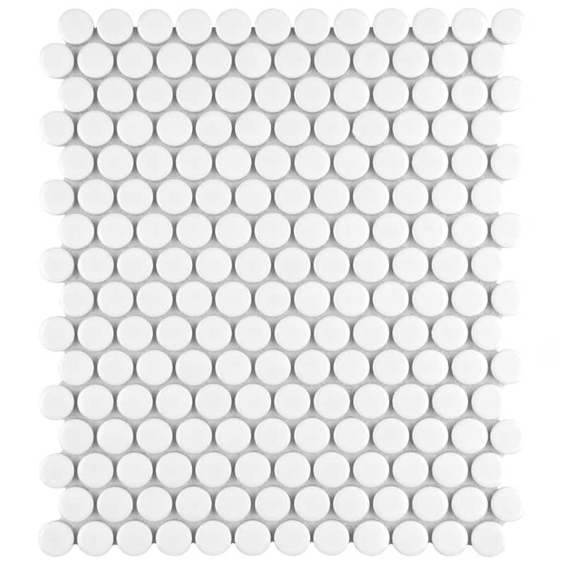 Merola Tile Metro Penny Glossy White 9-3/4" x 11-1/2" Porcelain Floor and Wall Tile
