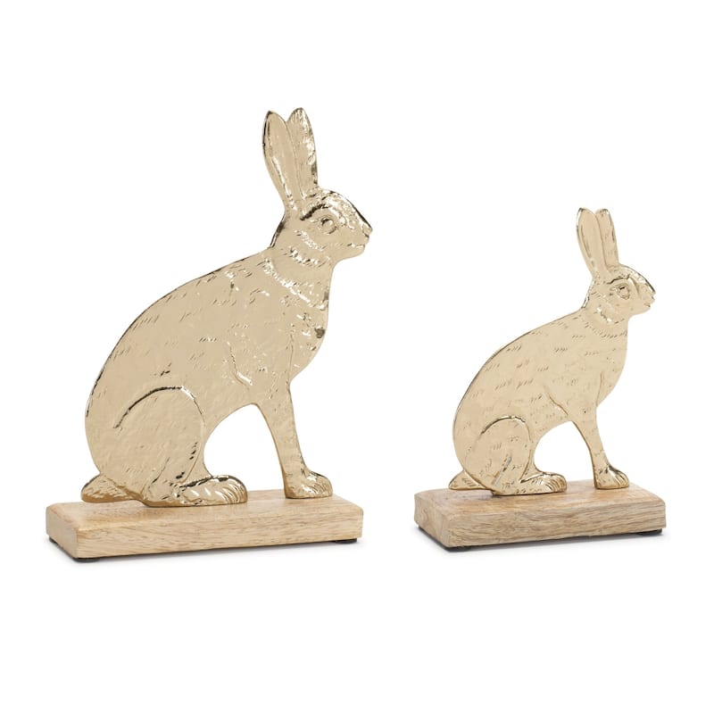 Sitting Rabbit Metal Figures - 8.25" - Set of 2