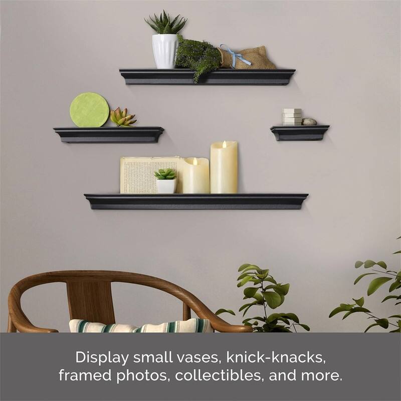 Floating Wall Shelves for Bedroom Set of 4, White, 4 Count - 4.33"D x 24.61"W x 5.12"H