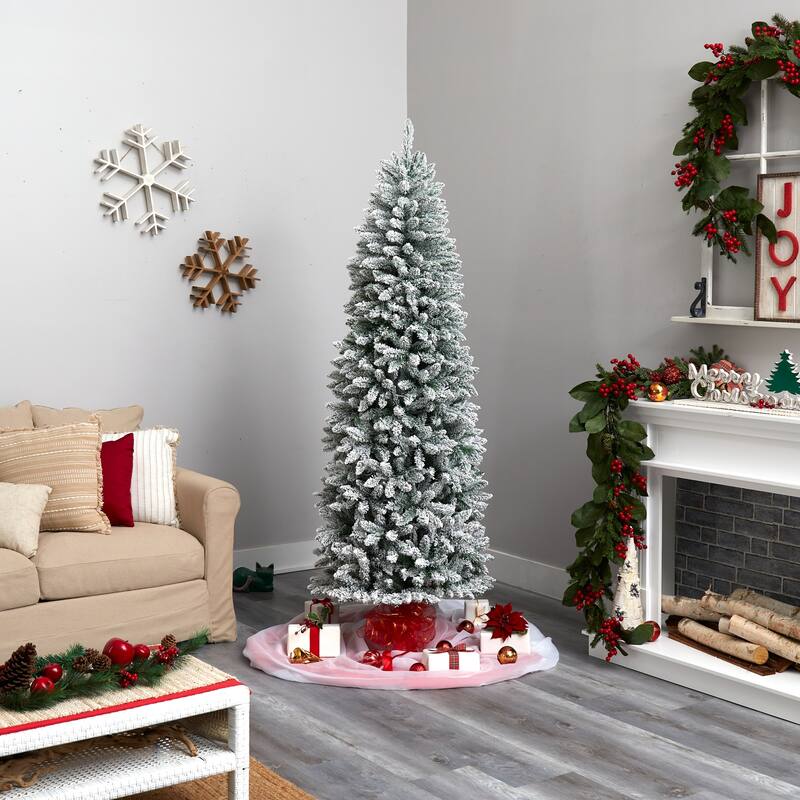 7ft Slim Artificial Christmas Tree with Lights - Winter Fir Tree, Prelit Warm White Lights, 995 Branch Tips - Green - 84