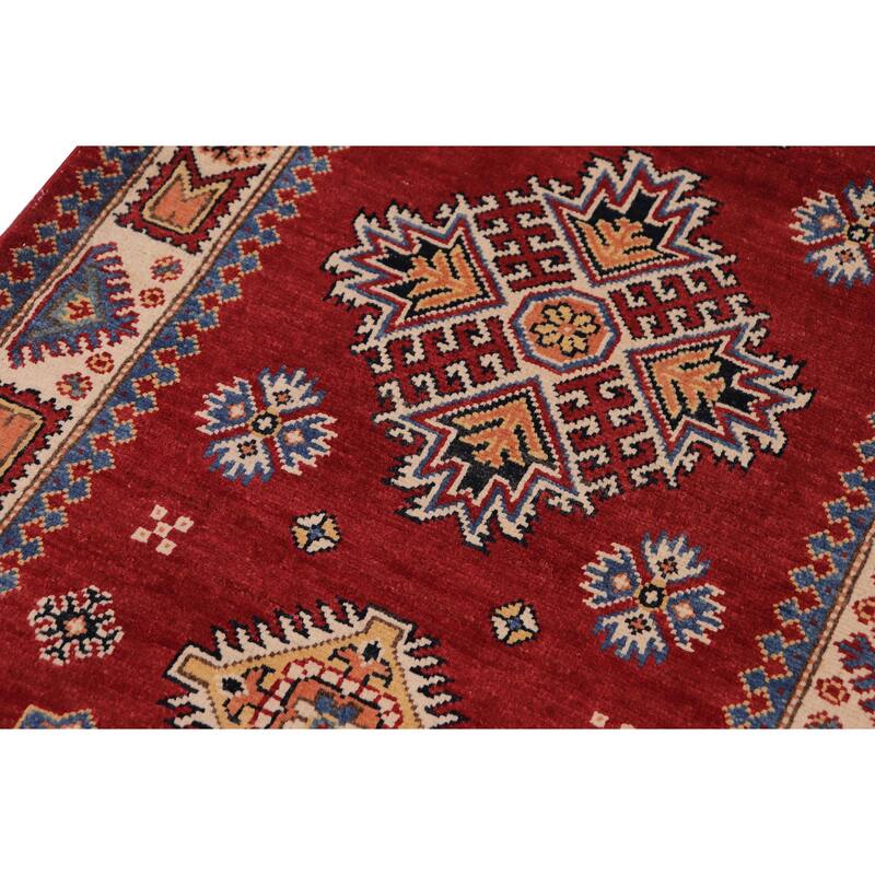 Tribal Super Kazak Sahara Red/Beige Hand Knotted Wool Runner - 2'9'' x 7'10''