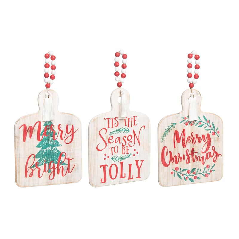 Transpac Wood Cutting Board Decor Set of 3 Christmas Home Decorations