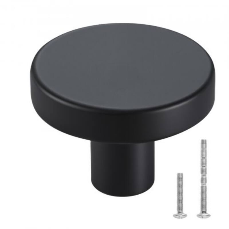 Black Zinc Alloy Mushroom Cabinet Knobs 10 Pack Single Hole Drawer Pulls with Screws for Kitchen Bathroom Wardrobe Furniture - Black