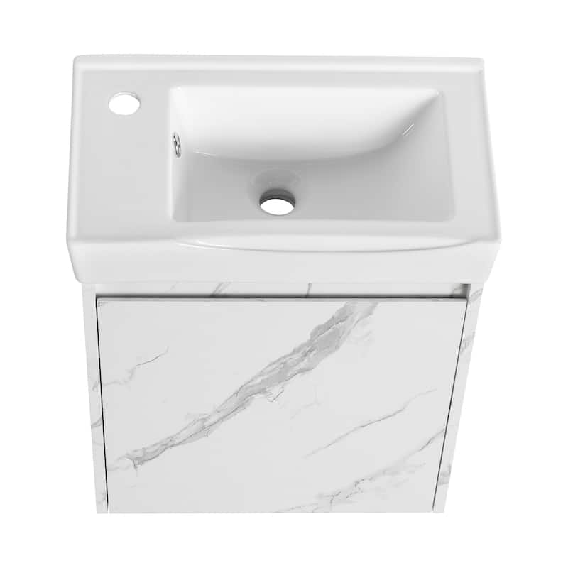Wall Mounted Bathroom Vanity with Ceramic Sink