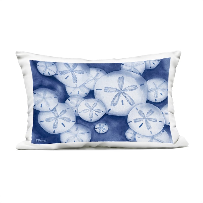 Stupell Watercolor Style Sand Dollars Printed Outdoor Throw Pillow Design by Paul Brent - Accent - Polyester - Blue - Single