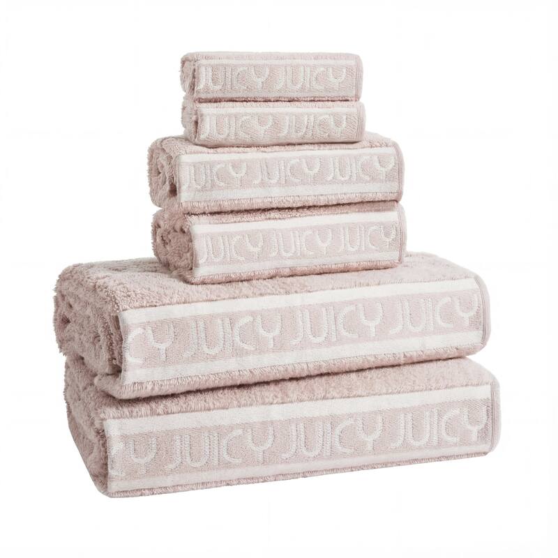 Juicy Couture 6-Piece Towel Set 2 Bath Towels 2 Hand Towels 2 Washcloths - 28"x54"/16"x26"/12"x12"