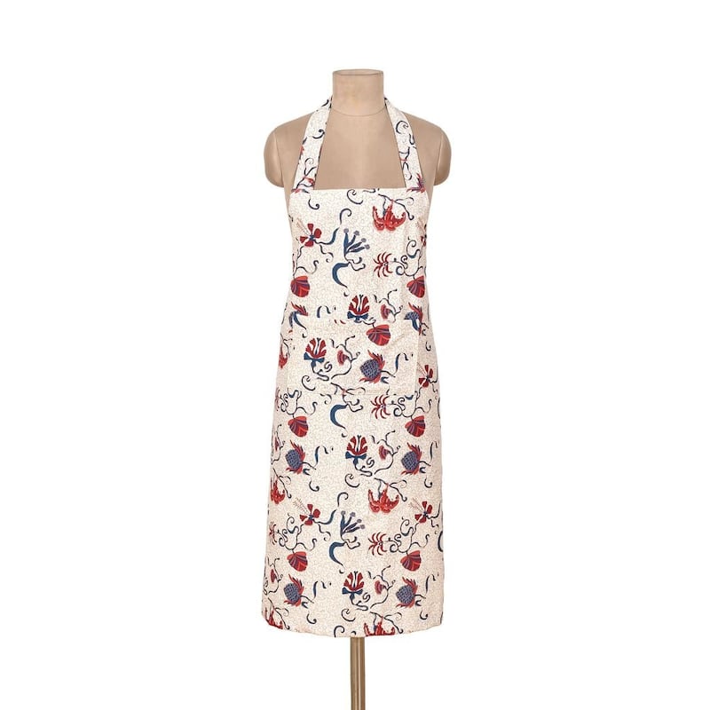 Couleur Nature Fleurs des Indes Multi Color Apron - One Size - Blue/Red