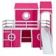 preview thumbnail 9 of 27, Playhouse Twin Size Loft Bed with Slide Pink Tent and Tower