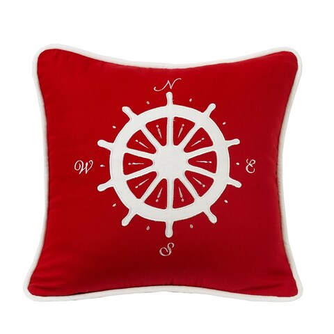 Red pillow with Compass applique, 18X18