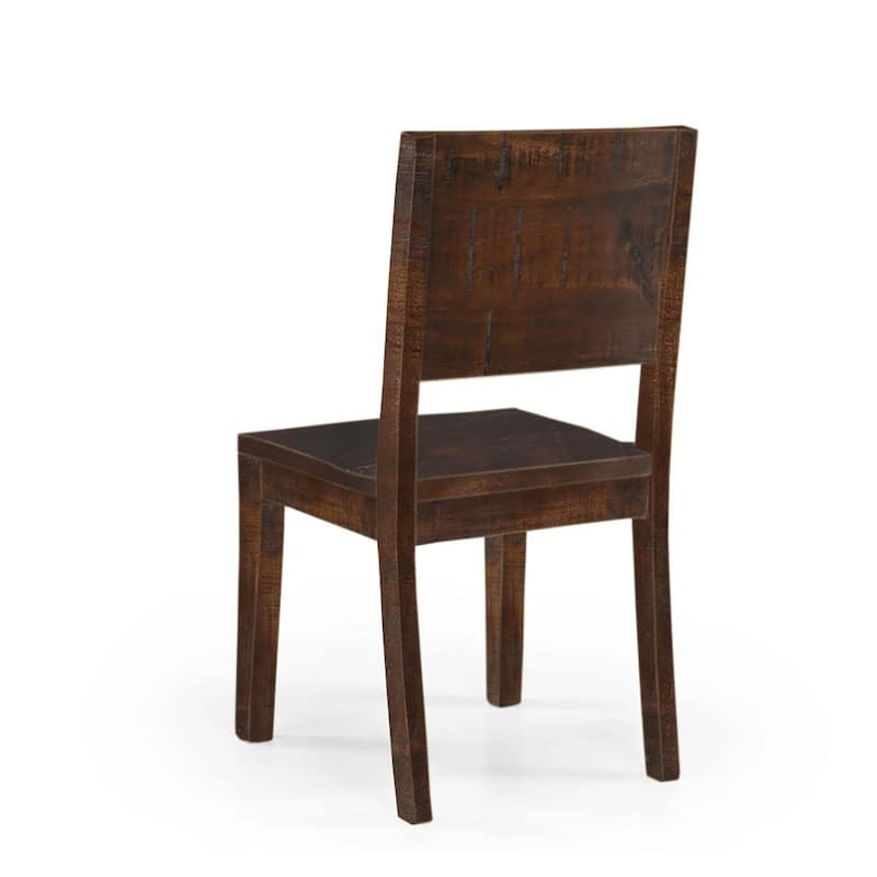 Dark Solid Mango Wood Simple Chair - Set of 2 - N/A