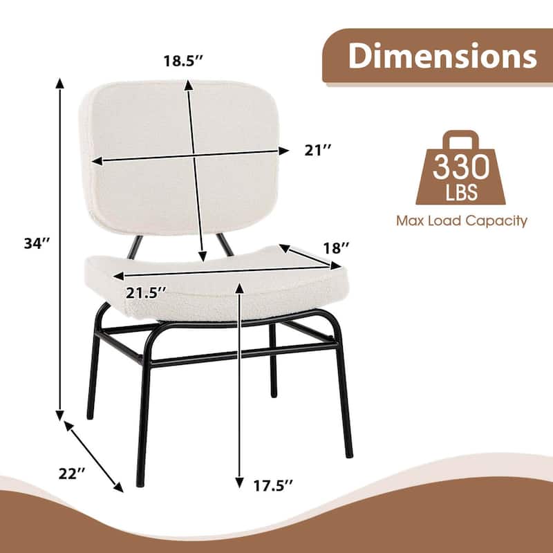 Modern Armless Accent Chair Sherpa Reading Chair w/ Metal Frame