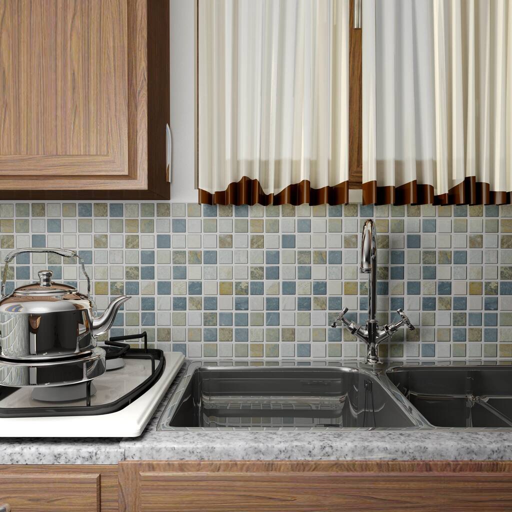 Merola Tile Crag Square Multi Grey 11.75" x 11.75" x 11 mm Slate Mosaic Tile