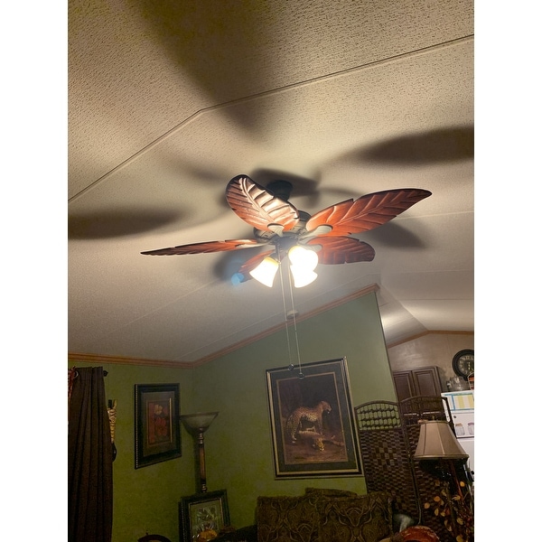 52" Prominence Home Royal Palm Tropical Four Light LED Ceiling Fan RC Bronze 