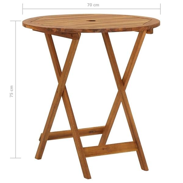 Folding Patio Table 27.6" Solid Acacia Wood Patio Dinning Garden Table