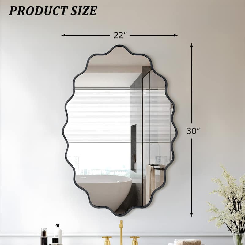 ALuminum Alloy Framed Wavy Oval Wall Mirror