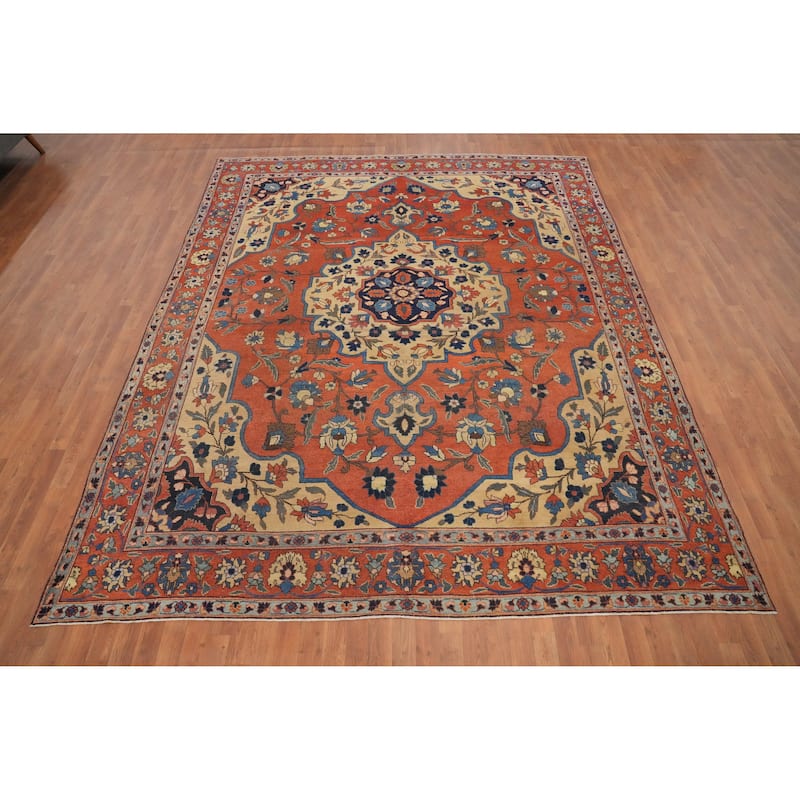 Hand Knotted Oriental 100% Wool Carpet Traditional Floral Oranges & Rust Bakhtiari Area Rug - 11' 6'' X 9' 2''