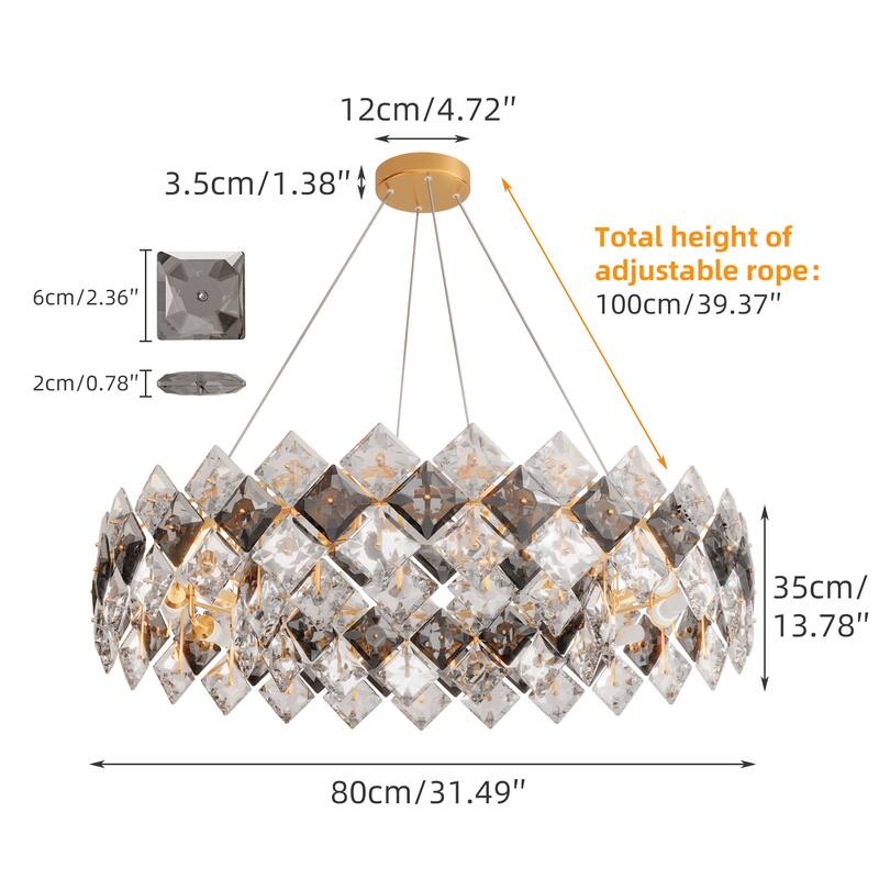 Crystal Convertible Chandelier Light with 3 Colors