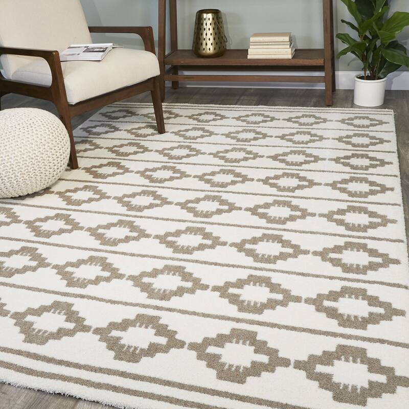 Franz Southwestern Striped Area Rug - 5'3" x 7' - Beige - Rectangle