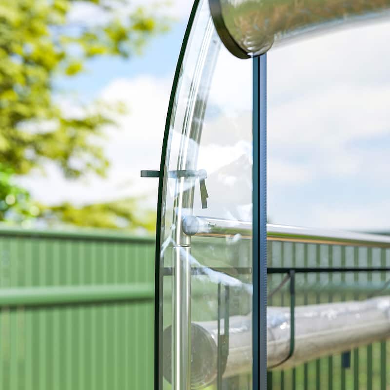 Outsunny Walk-in Tunnel Greenhouse, 10' x 3' x 6.5' Hoop House Greenhouse with 8 Roll-Up Doors, Plant Hot House