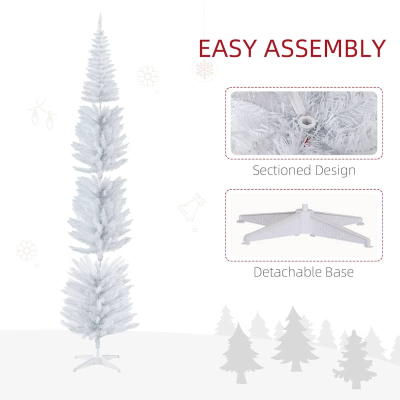 8 Feet Pencil Christmas Tree with 300 Warm White LED Lights and 618 Tip Perfect for Holiday Decor - 21.75" Dia. x 94.5"H